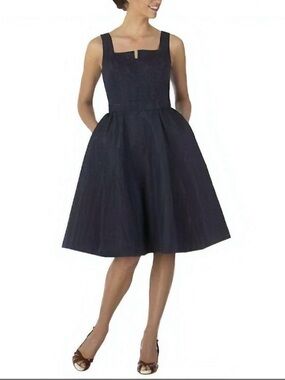 Isaac Mizrahi For Target Taffeta Black Fit & Flare Couture Party Dress Size 8